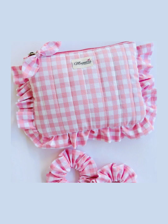 Платнен Козметичен Несесер Волан Pink Gingham