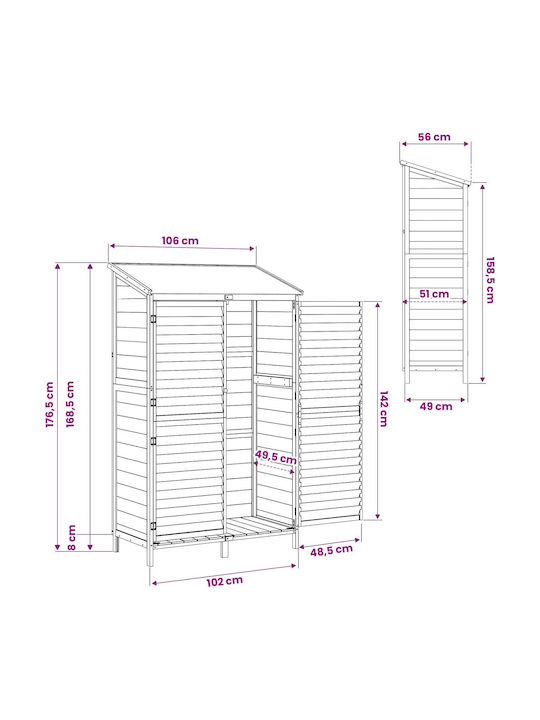 Wooden Garden Shed M1.06xW0.56xH1.765m
