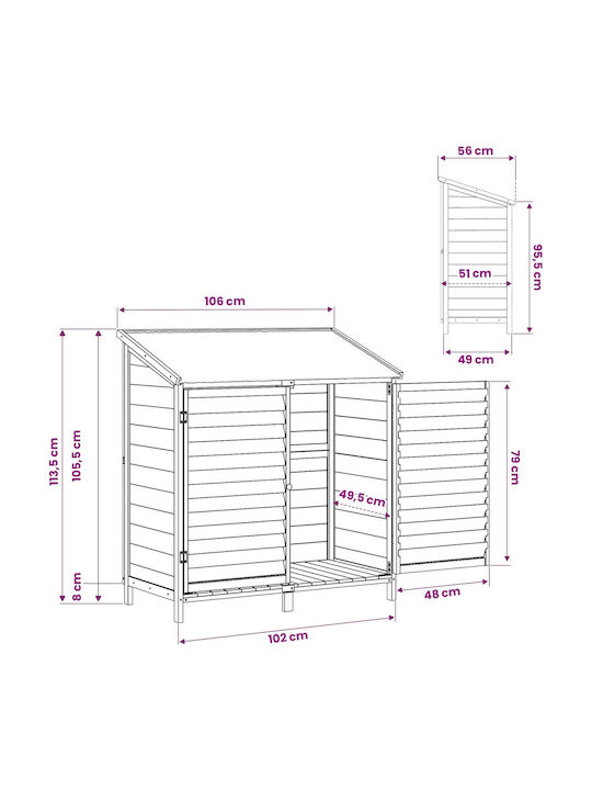 Hölzernes Gartenhaus Weiß M1.06xB0.56xH1.135m