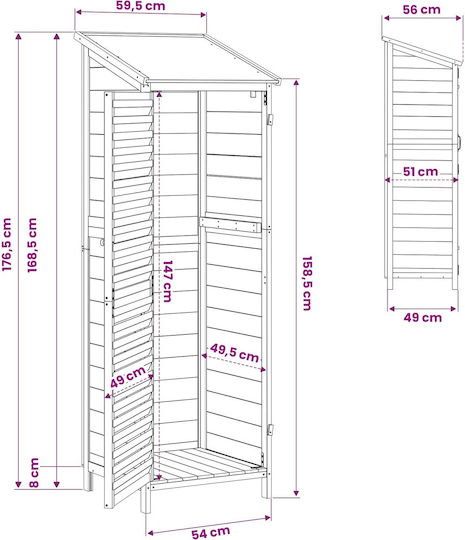 Wooden Garden Shed White 0.59x0.56x1.76m