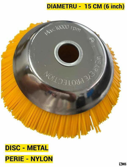Siks Perie Rotativă Accesoriu Pentru Motocoasă Curățare Pavaj Buruieni Mătură Din Nailon De Înaltă Densitate Disc Diametru 6 Inch 150 Mm Prindere Universală Ideală Pentru Curățarea Rosturilor Mușchi Borduri Galben