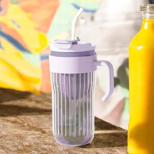 ecarla Kunststoff Kelch Cocktail/Trinken Lila mit Strohhalm 550ml