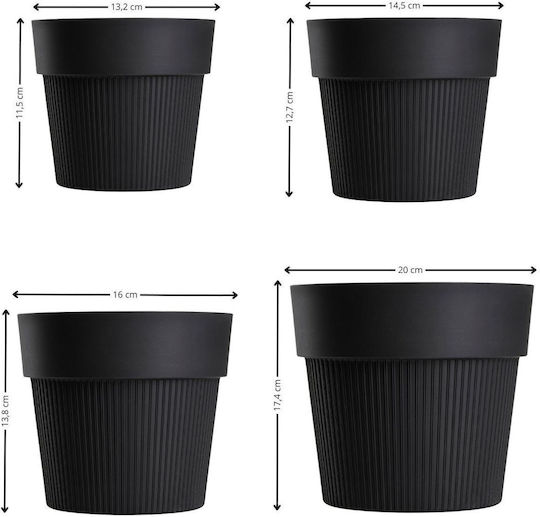 HowHomely Σετ 4 Γλάστρες Black