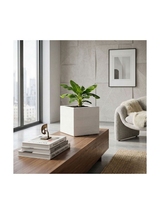 HowHomely Set of 2 Plastic Flower Pots Cream