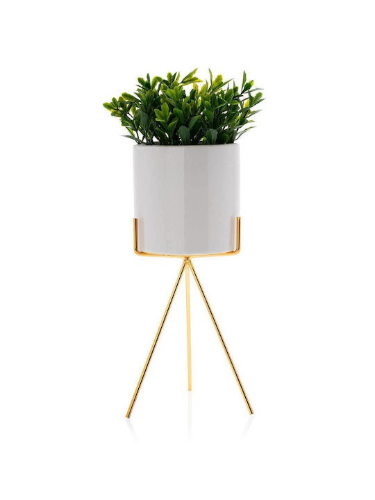 HowHomely Keramik Blumentopf Weiß 28cm