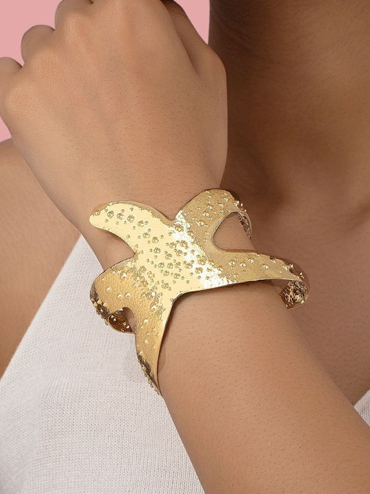 Callajewels Women's Gold Plated Steel Handcuff Bracelet