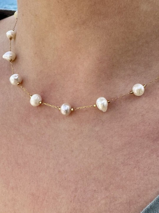 Irmelia Gold Plated Necklace with Pearls