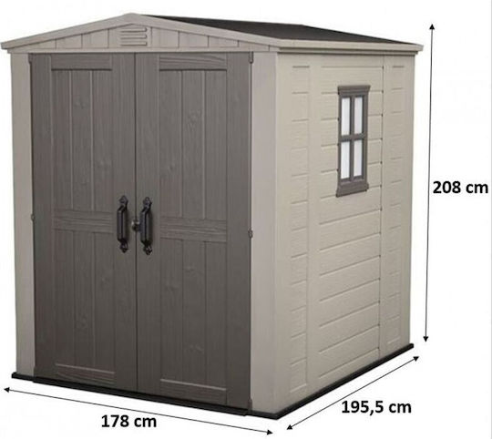 Plastic Garden Shed Factor with Air Vents M1.78xW1.95xH2.08m