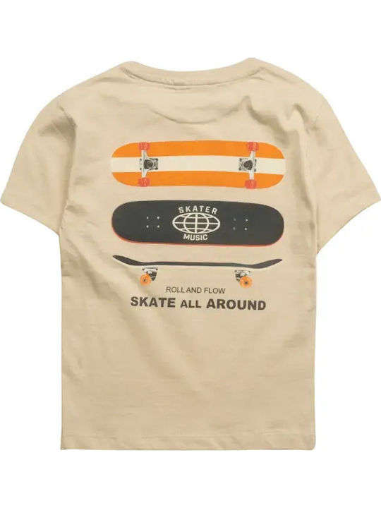 Kinder-T-Shirt Beige Roll and Flow