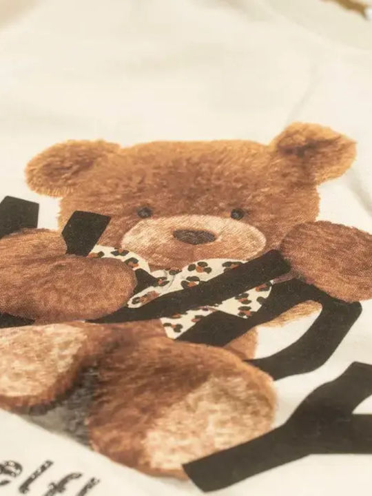Bluză pentru copii Cu mânecă lungă Albă Bear