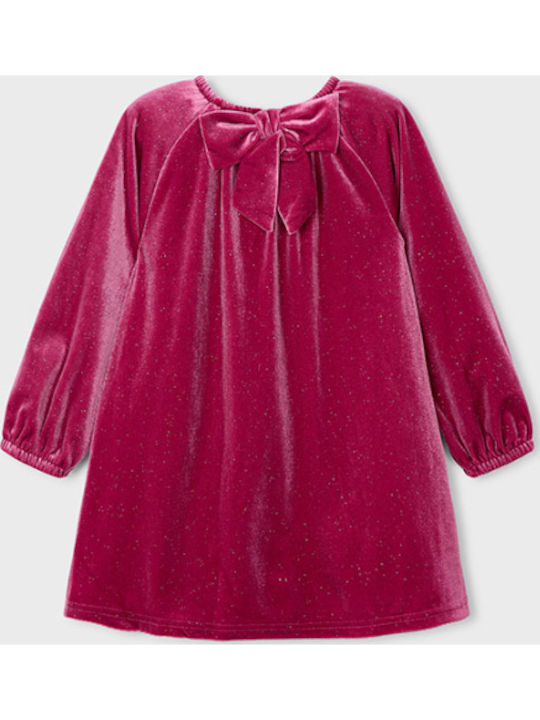Sparkles Children's Dress Long Sleeve Velvet Bordeaux