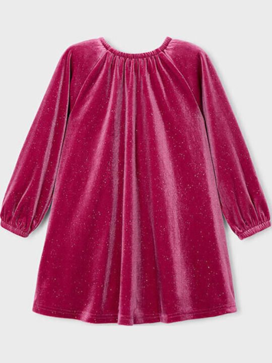 Sparkles Children's Dress Long Sleeve Velvet Bordeaux