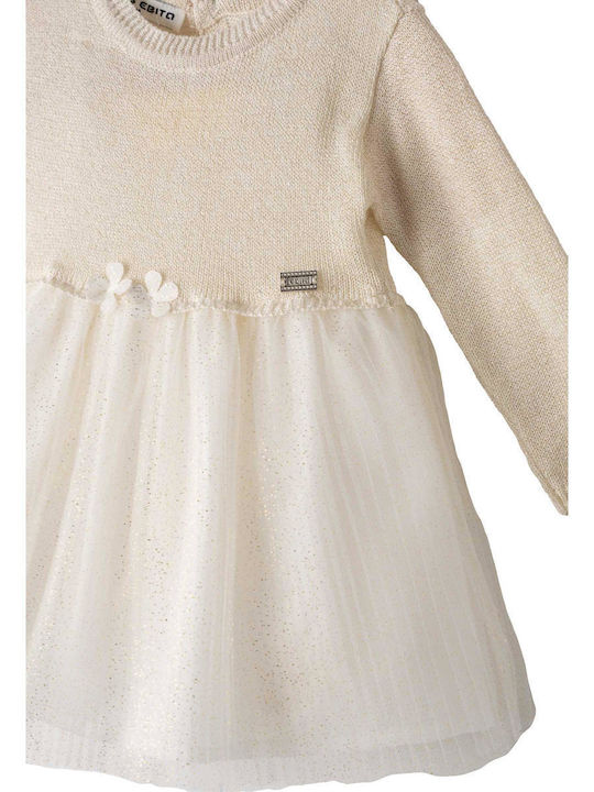 Children's Dress Long Sleeve Tulle Ecru