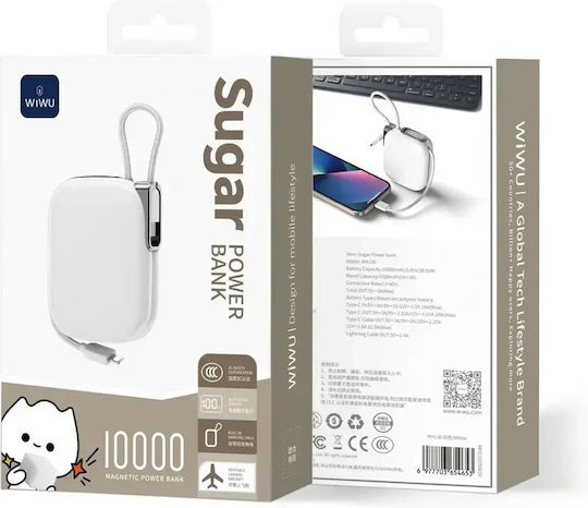 Wiwu MH136 Sugar Power Bank 10000mAh 22.5W with USB-C Power Delivery White