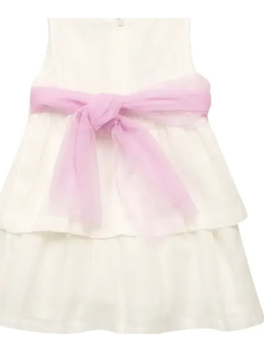 Children's Dress Sleeveless Linen Floral White