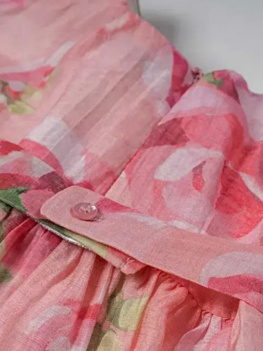 Rochie pentru Copii Mâneca scurta Din tul Floral Roz