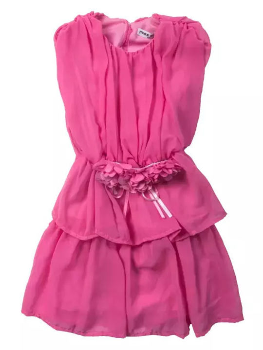 Children's Dress Sleeveless Set with Accessories Fuchsia