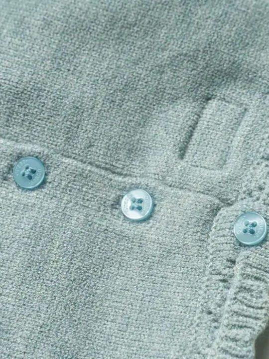 Children's Dress Long Sleeve Knitted Blue And Light Melan