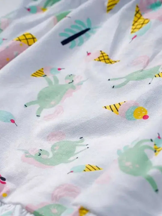 Children's Dress Sleeveless Bright White-Unicorns And Ice Creams