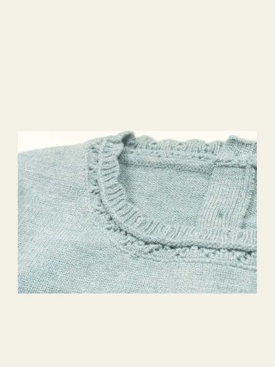 Children's Dress Long Sleeve Knitted Blue And Light Melan