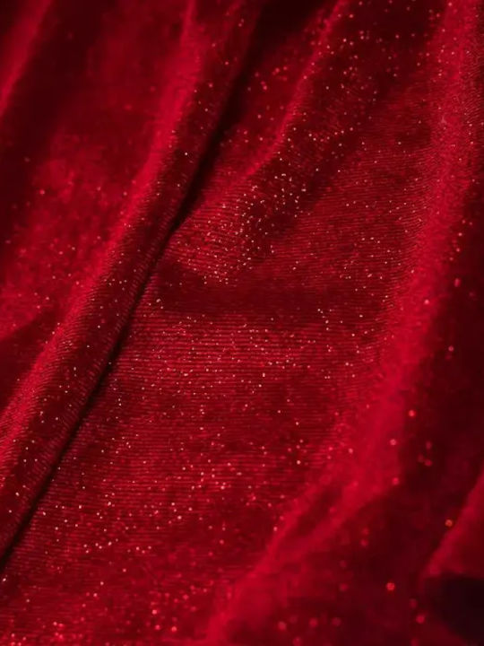 Rochie pentru Copii Mânecă lungă Catifea Set cu Accesorii Red