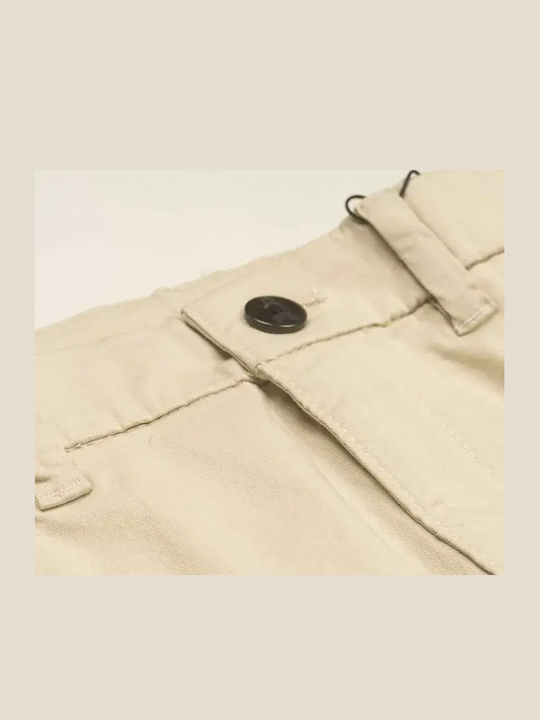Kids' Chino Fabric Pants Beige Basic