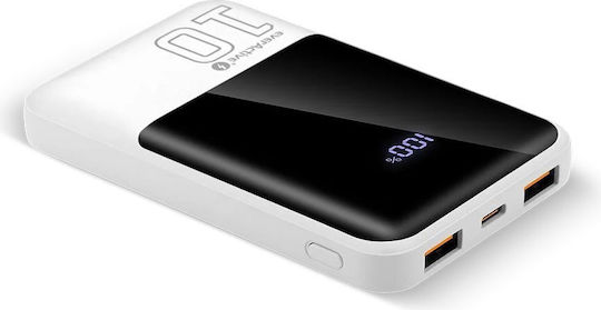 everActive EB-10Q Външна Батерия 10000mAh 22.5W с 2 USB-A Изходни Порта и USB-C Изходен Порт Бързо Зареждане Бяла