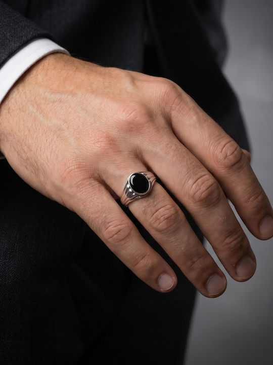 Kiriakos Gofas Men's Ring with Zircon from Silver