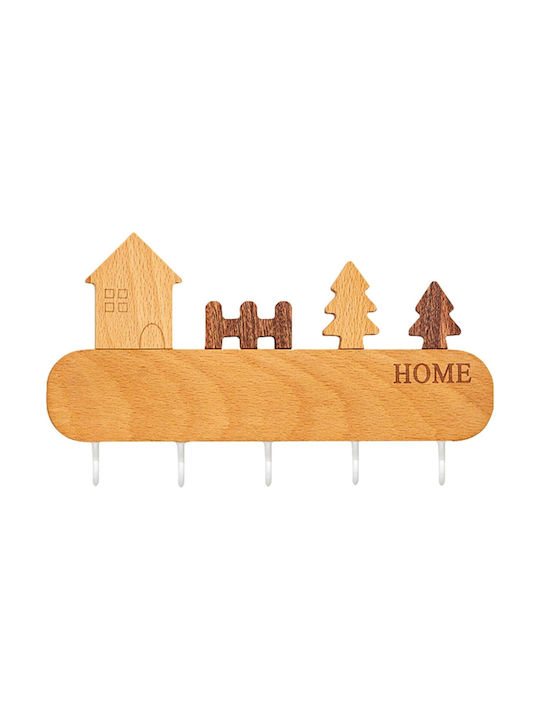 Alista Home Agățătoare Chei De Perete Din Lemn 5 Compartimente 13.5x23cm