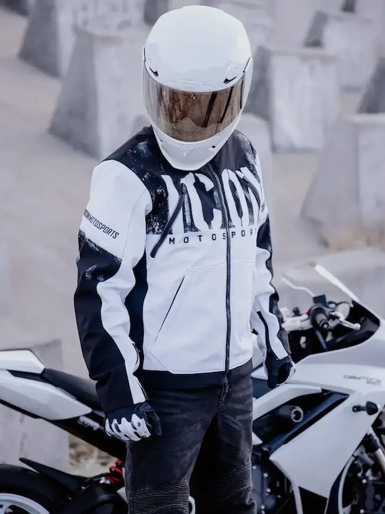 Icon Merc3 Anomaly Summertime Men's Riding Jacket Softshell Black/White
