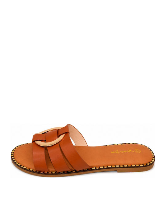 Damen Flache Sandalen Braun