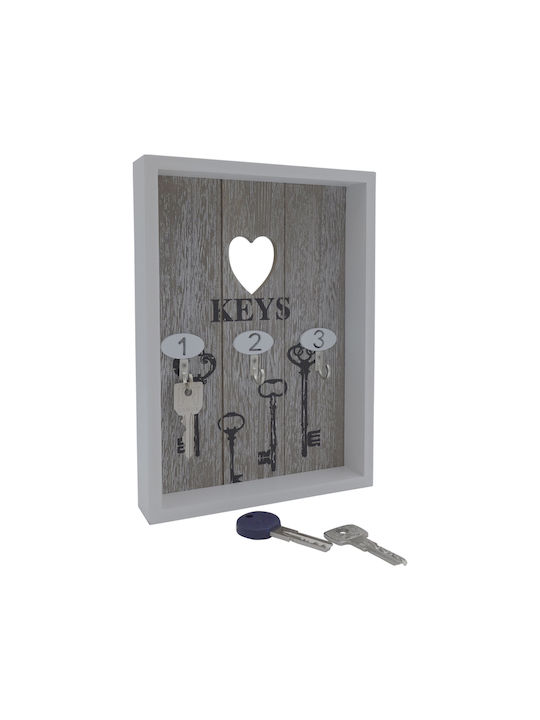 Suport de chei de perete din lemn, gri, modelul Uncle George 05.02.01-0004-GREY, dimensiuni 18x4x25cm