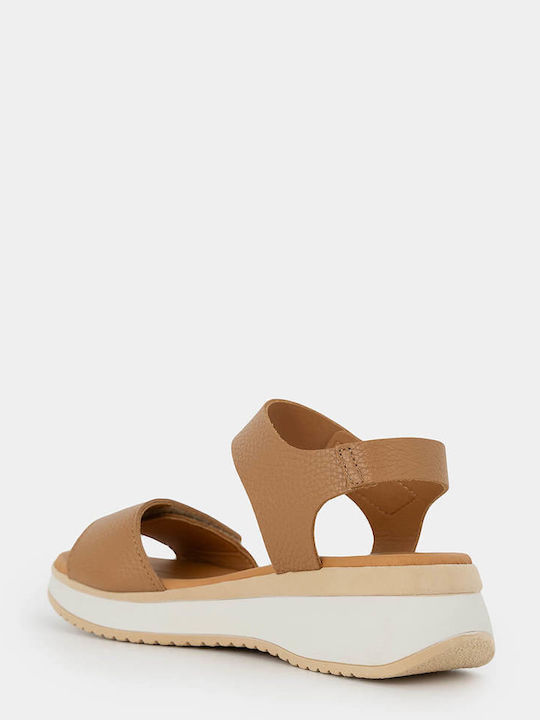 Кожени Дамски Анатомични Сандали Flatforms Кафяви