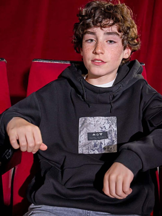 Kids Sweatshirt with Hood and Pockets Black