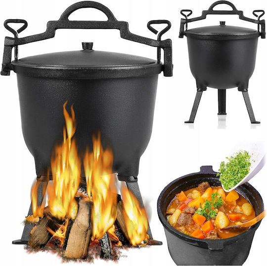 Oală Din Fontă Zola 10 L 3 Picioare Capac Inclus 37.5 X 47.5 Cm Neagră