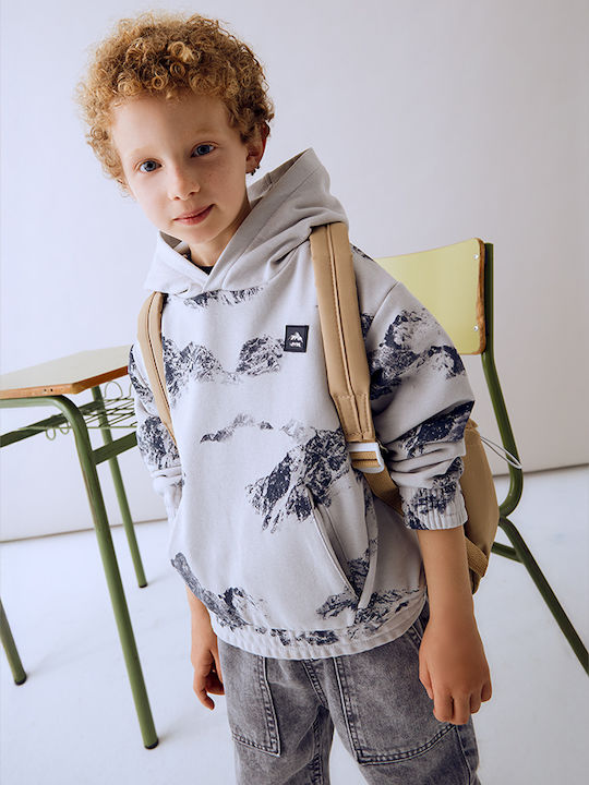 Kids Sweatshirt with Hood and Pockets Grey Silver
