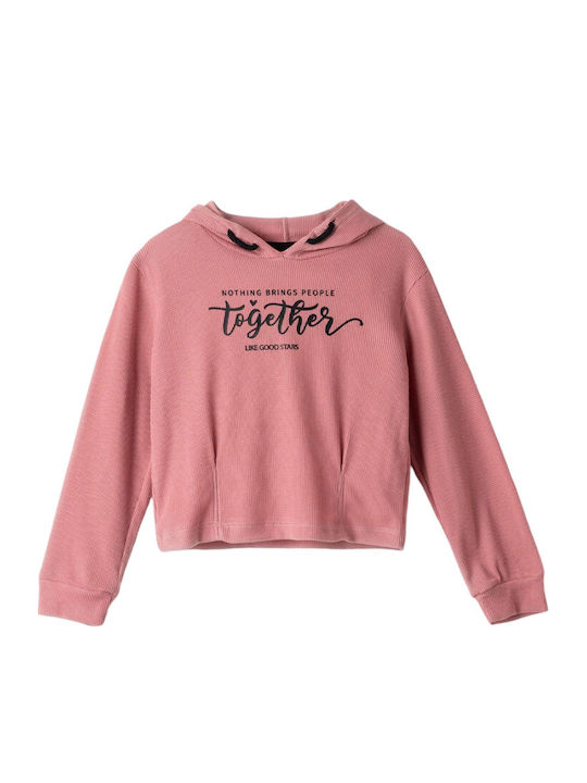 Kids Sweatshirt with Hood and Pockets Pink Together