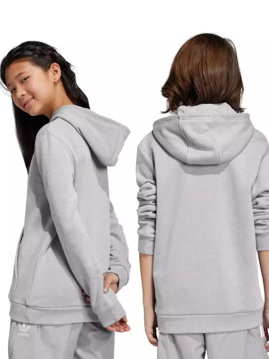 Kids Sweatshirt with Hood and Pockets Gray Trefoil
