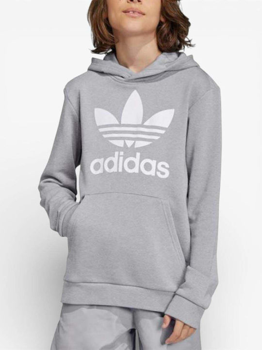 Kids Sweatshirt with Hood and Pockets Gray Trefoil
