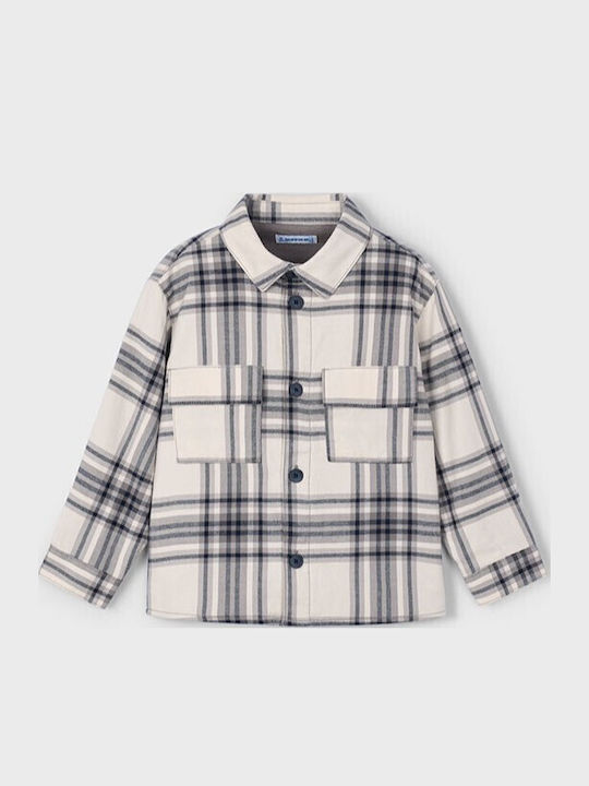 Kids Checked Shirt Long Sleeve Gray