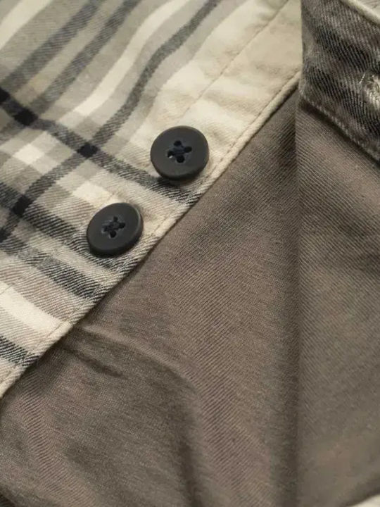 Kids Checked Shirt Long Sleeve Gray