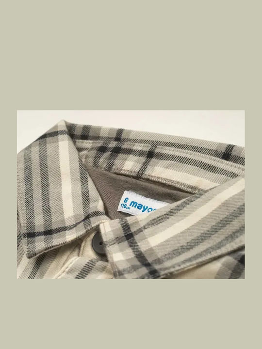 Kids Checked Shirt Long Sleeve Gray