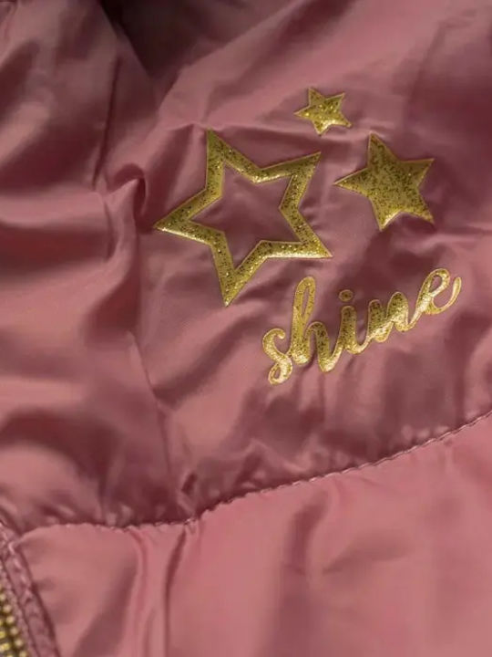 Παιδικό Casual Μπουφάν Αμάνικο Κοντό με Κουκούλα Pink