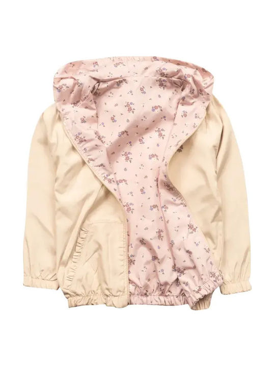 Kids' Casual Jacket Double Sided with Hood Beige-pink