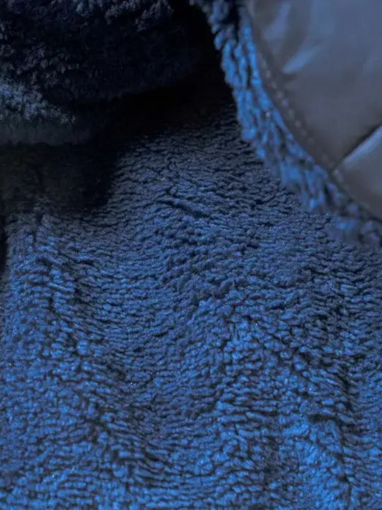 Kinder Steppjacke Kurz mit Kapuze Blau