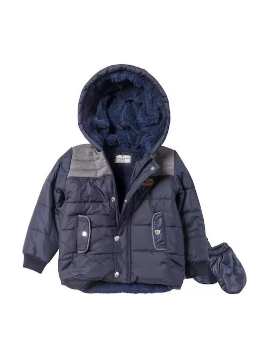 Kinder Steppjacke Kurz mit Kapuze Blau
