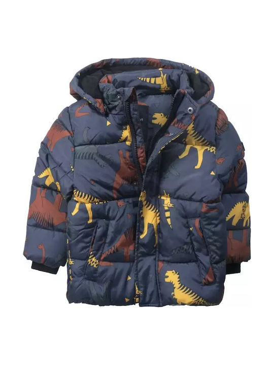 Kids' Quilted Jacket Short with Lining & Hood Blue