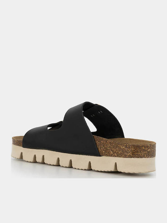 Дамски Анатомични Кожени Сандали Flatforms Черни