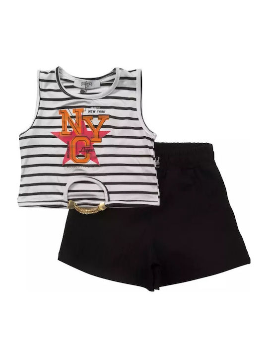 Kids' Set with Shorts Summer 2pcs White/Black