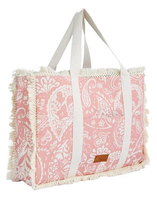Achilleas Accessories Fabric Beach Bag with Toiletry Bag Pink